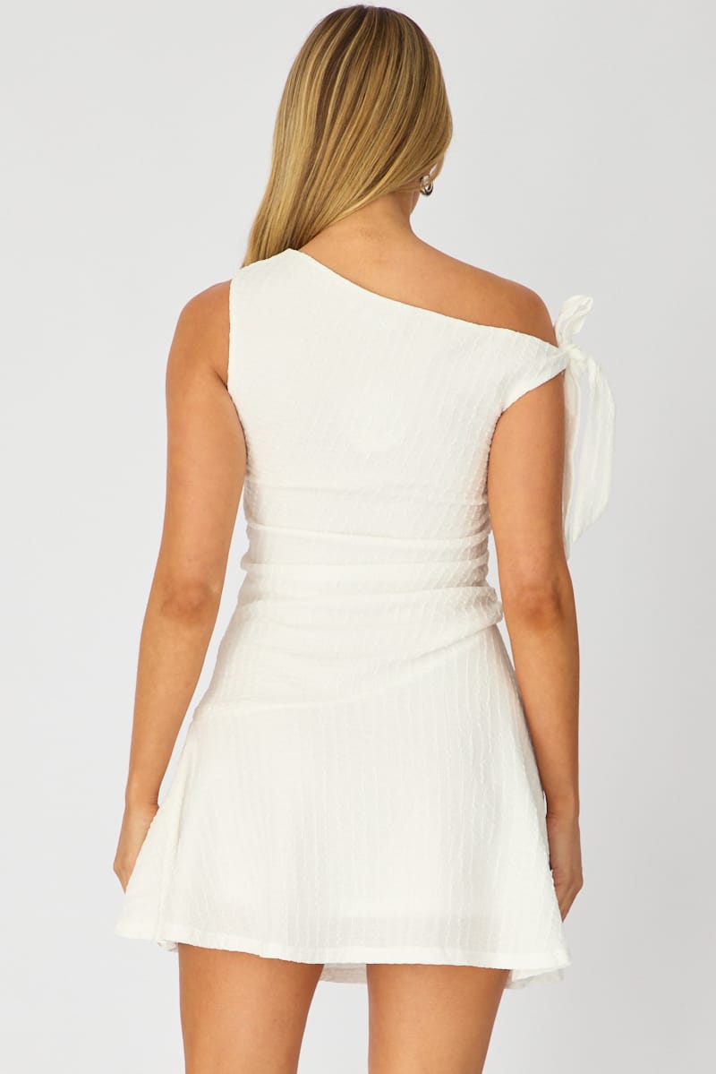 White Off Shoulder Dress Mini for Ally Fashion