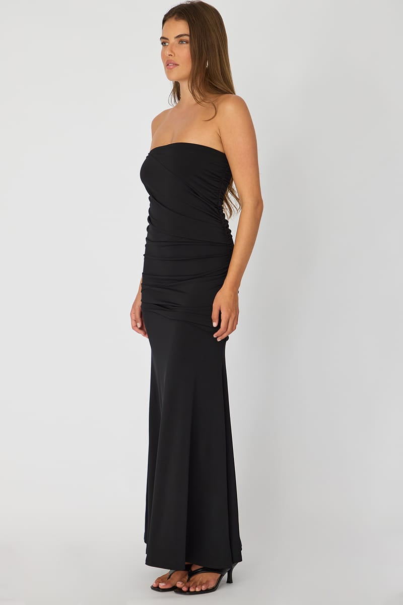 Black Strapless Maxi Dress for Ally Fashion