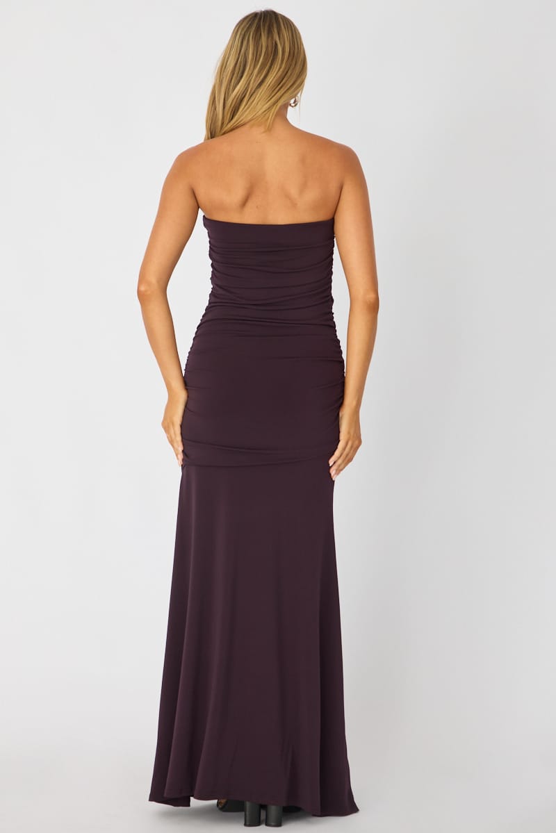 Purple Strapless Maxi Dress for Ally Fashion