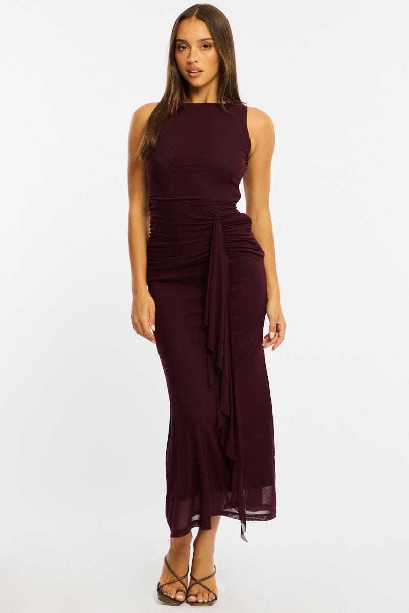 Red Maxi Dress Mesh for Ally Fashion