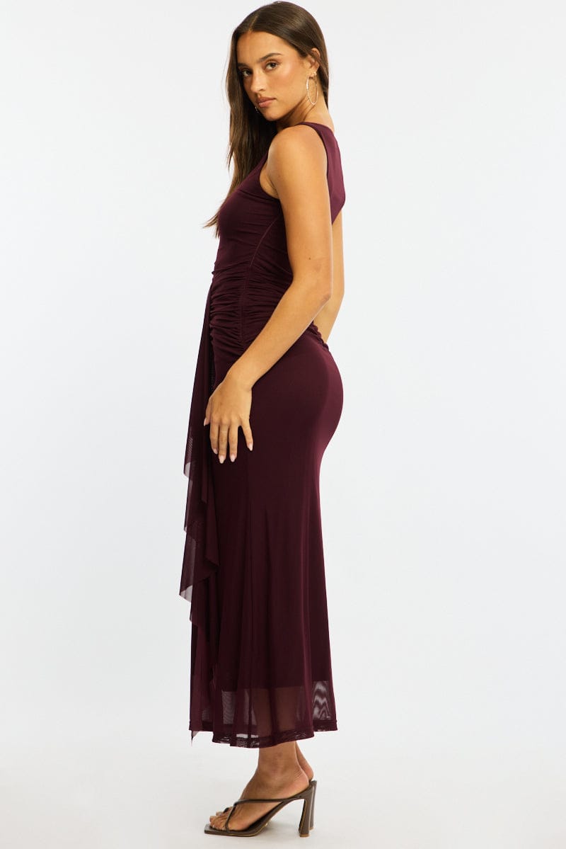Red Maxi Dress Mesh for Ally Fashion