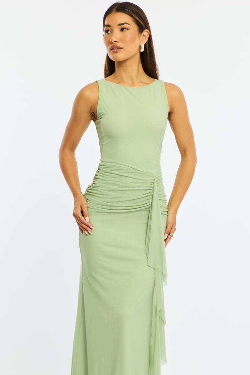 Green Maxi Dress Mesh | Ally Fashion