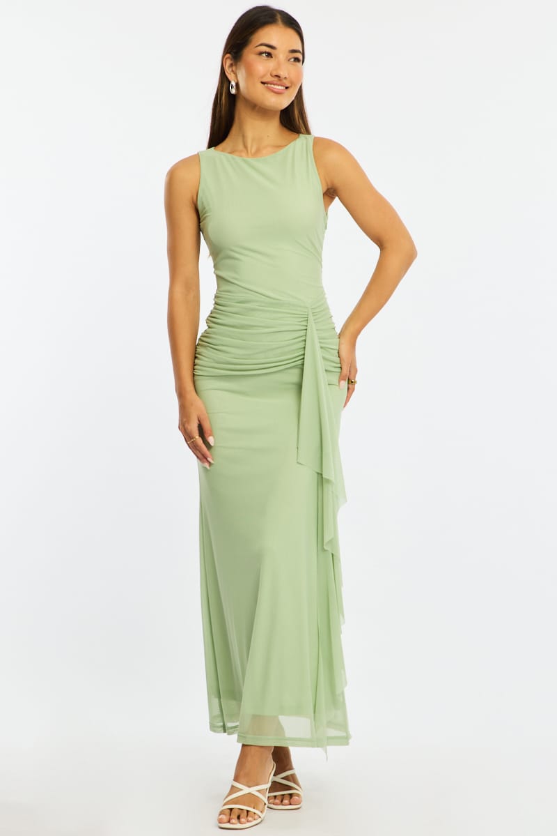 Green Maxi Dress Mesh for Ally Fashion