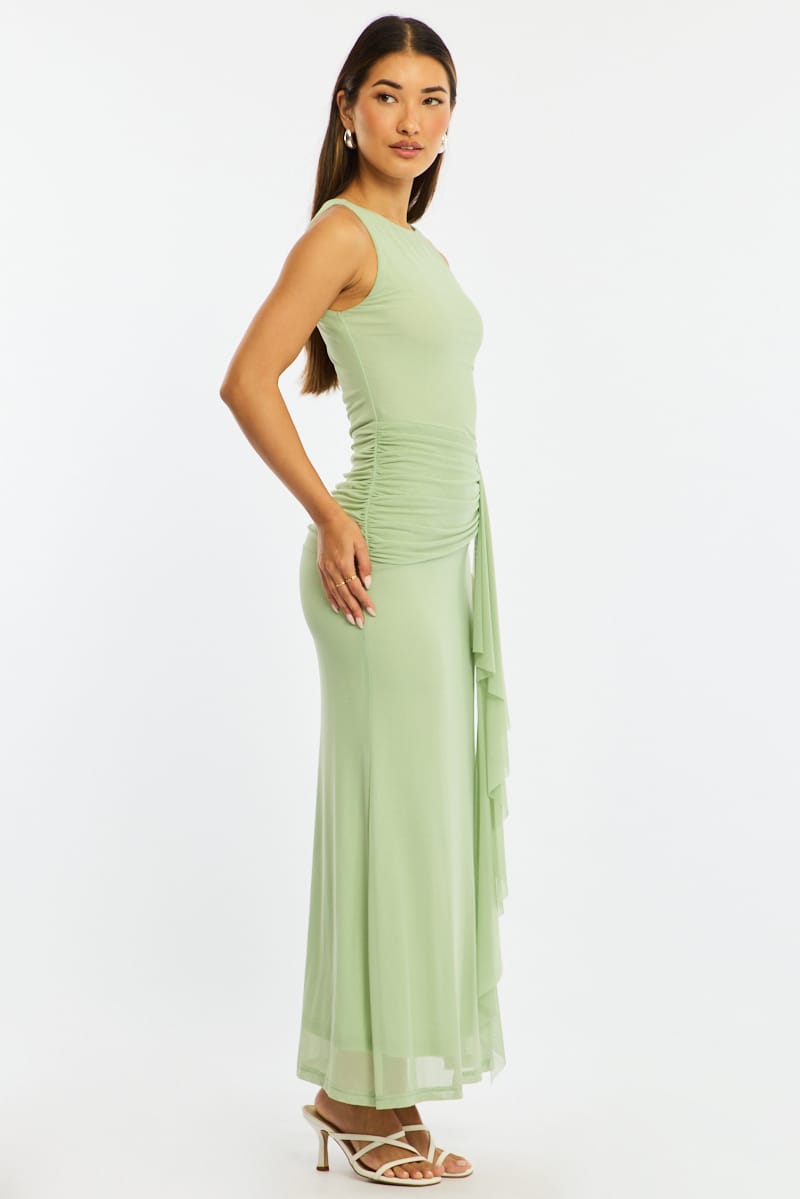 Green Maxi Dress Mesh for Ally Fashion