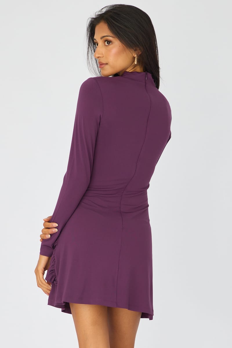 Purple Mini Dress High Neck for Ally Fashion