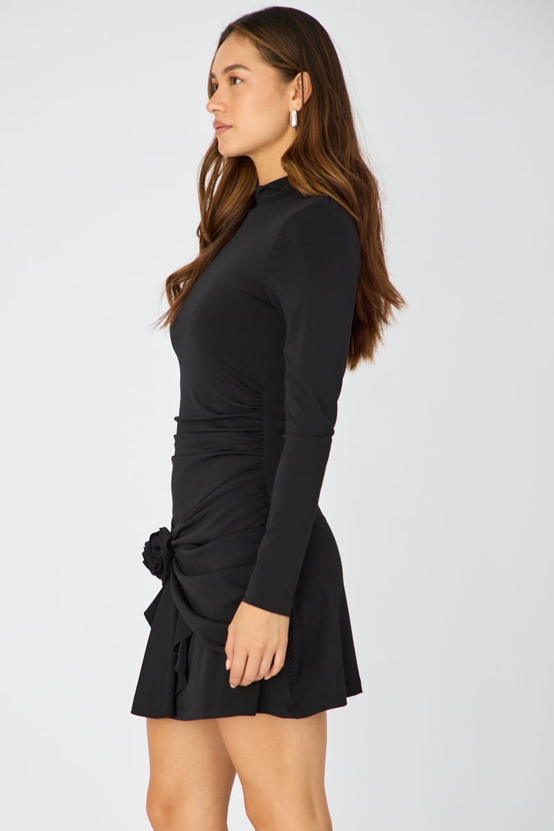 Black Mini Dress High Neck for Ally Fashion