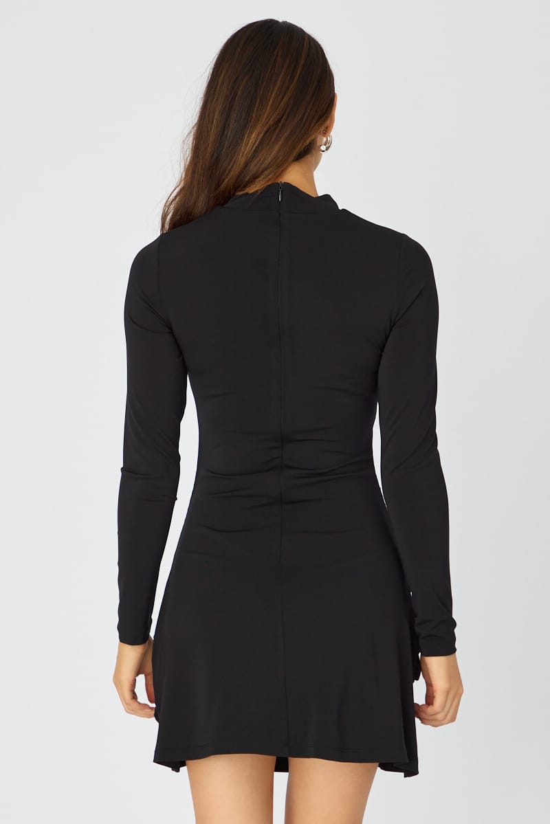 Black Mini Dress High Neck for Ally Fashion