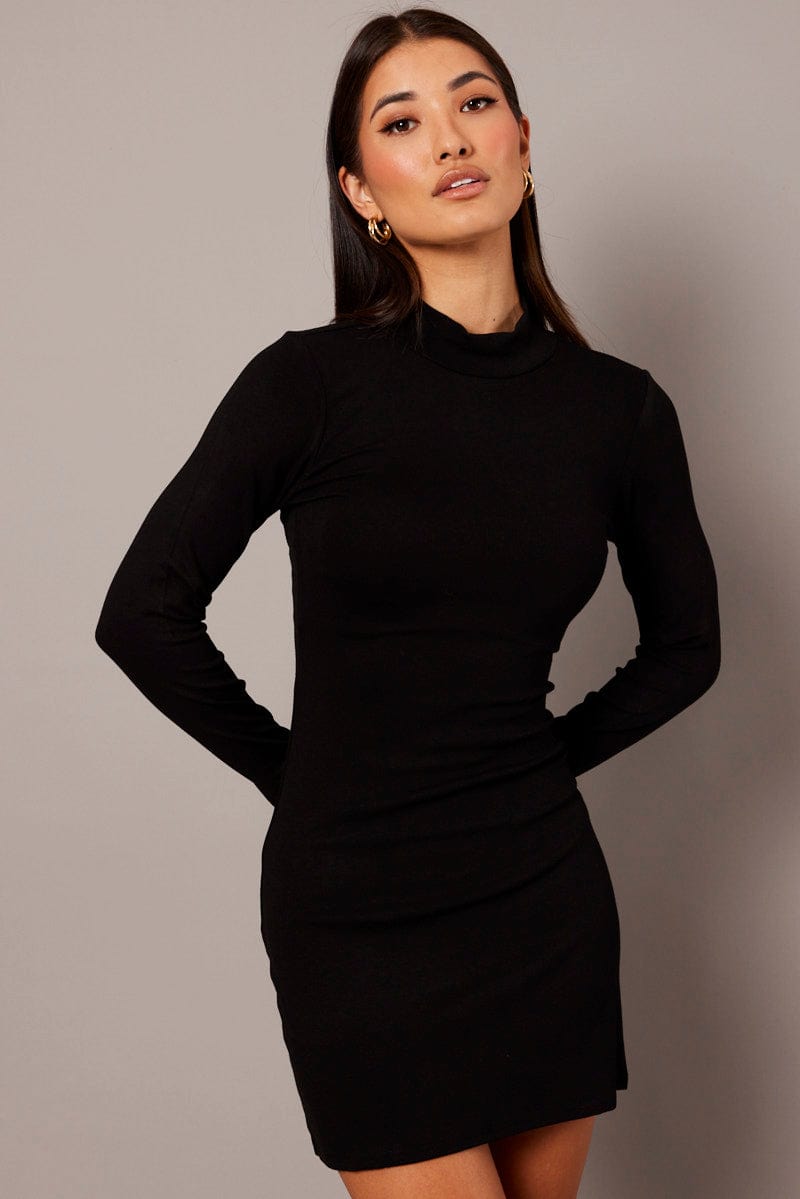 Black Bodycon Dress Long sleeve Mini for Ally Fashion