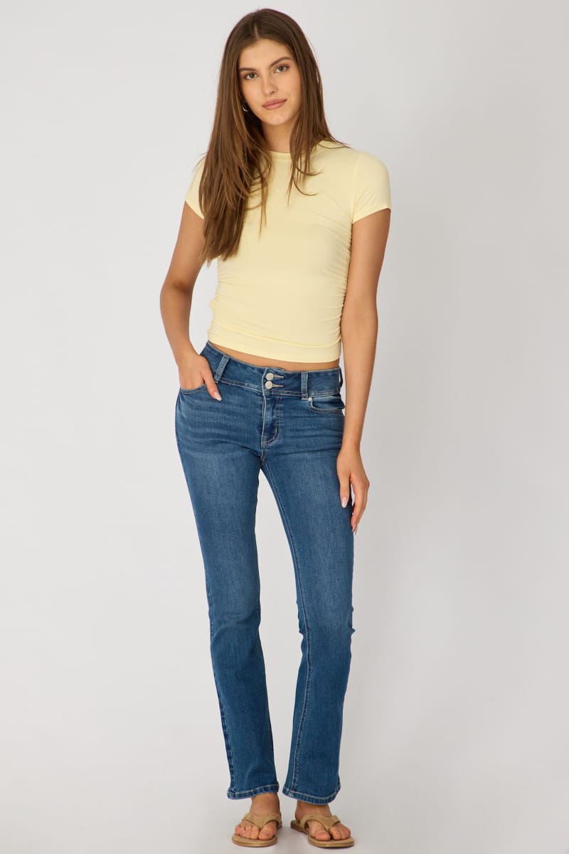 Denim Boot Cut Jeans Mid Rise Stretch Denim for Ally Fashion
