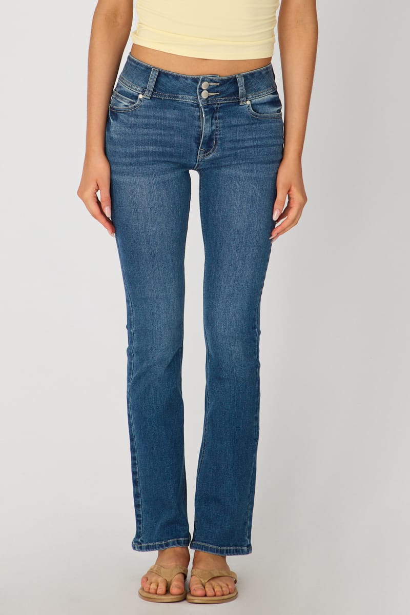 Denim Boot Cut Jeans Mid Rise Stretch Denim for Ally Fashion