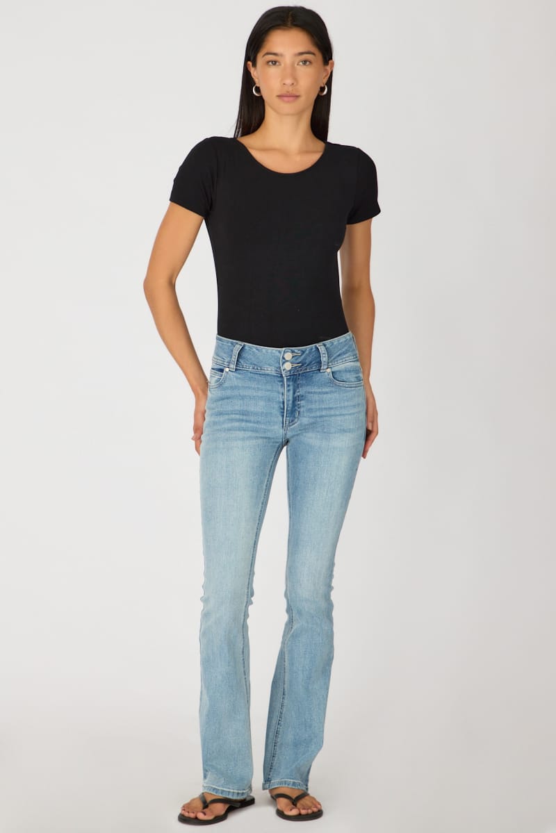 Denim Boot Cut Jeans Mid Rise Stretch Denim for Ally Fashion