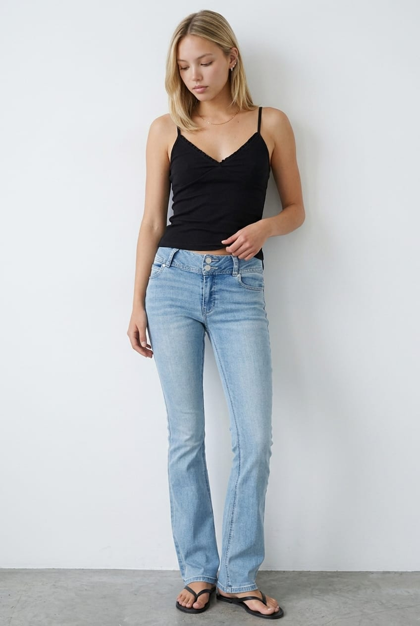 Denim Boot Cut Jeans Mid Rise Stretch Denim for Ally Fashion