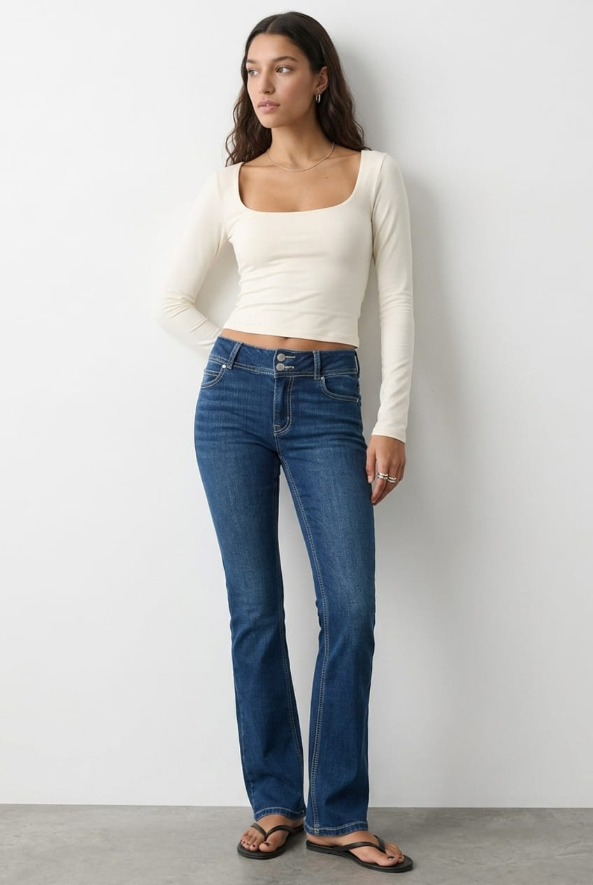 Denim Boot Cut Jeans Mid Rise Stretch Denim for Ally Fashion