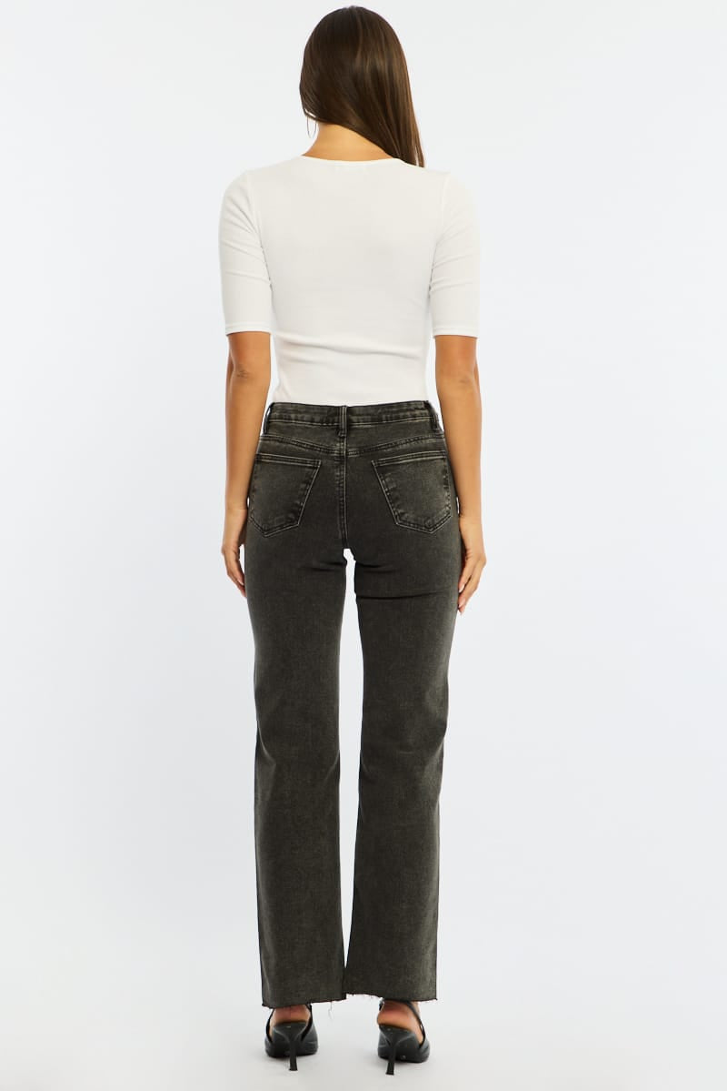 Denim Straight Leg Jean Distressed Hem for Ally Fashion