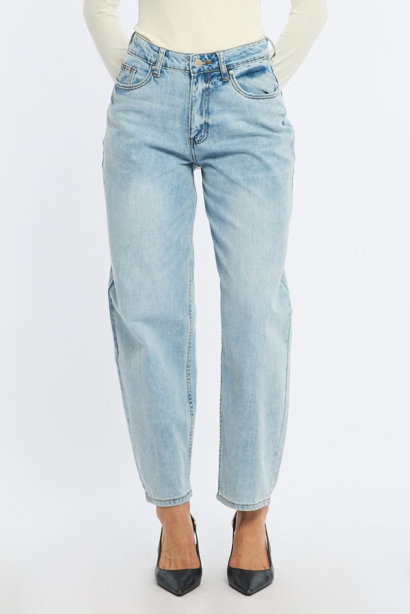 Denim Denim Barrel Leg Jeans Mid Rise for Ally Fashion