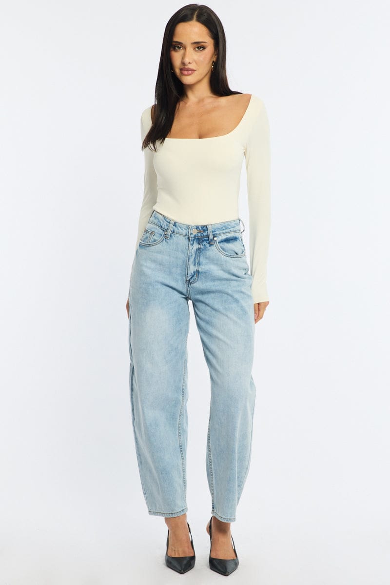 Denim Denim Barrel Leg Jeans Mid Rise for Ally Fashion