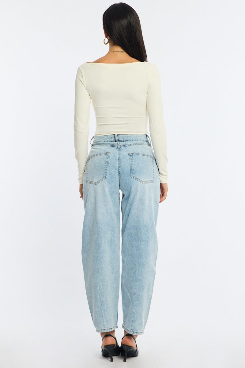 Denim Denim Barrel Leg Jeans Mid Rise for Ally Fashion