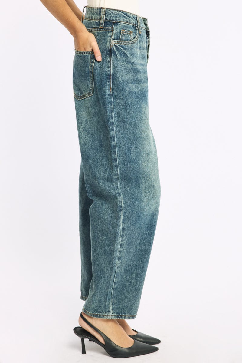 Denim Denim Barrel Leg Jeans Mid Rise for Ally Fashion