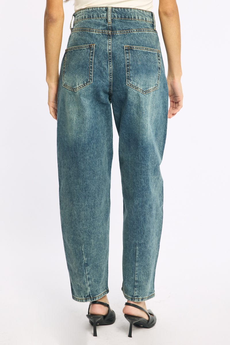 Denim Denim Barrel Leg Jeans Mid Rise for Ally Fashion
