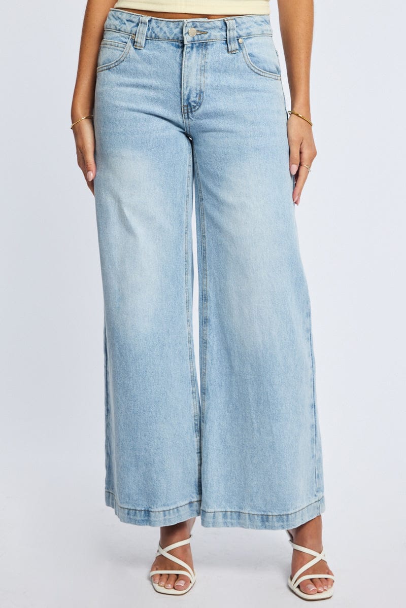 Denim Wide Leg Jeans Low Rise for Ally Fashion