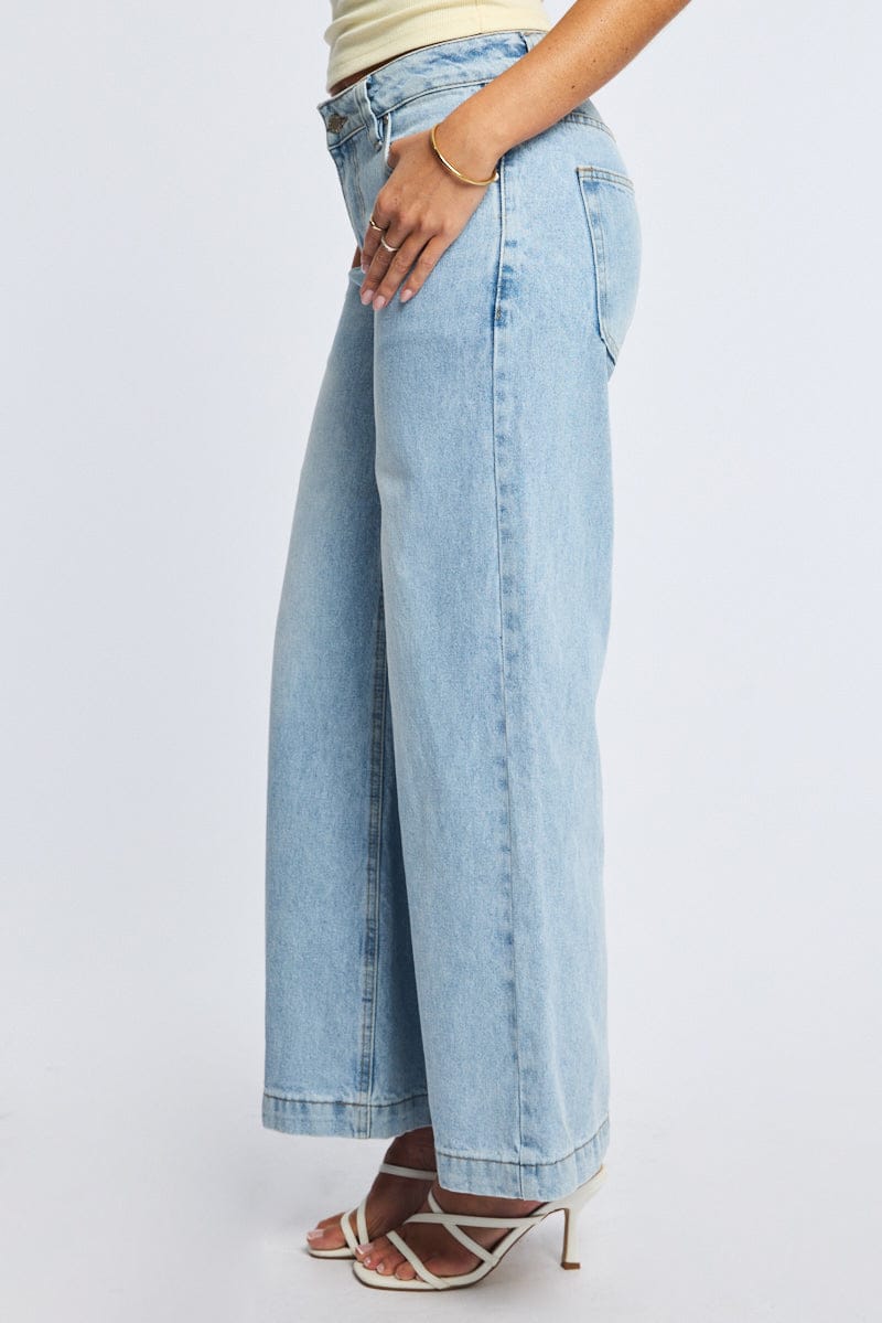 Denim Wide Leg Jeans Low Rise for Ally Fashion