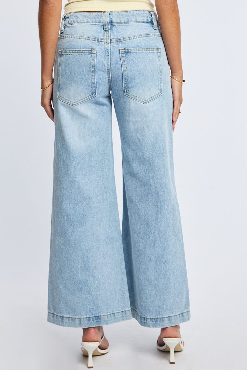 Denim Wide Leg Jeans Low Rise for Ally Fashion