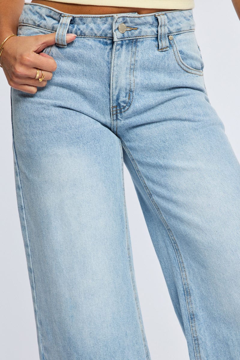 Denim Wide Leg Jeans Low Rise for Ally Fashion