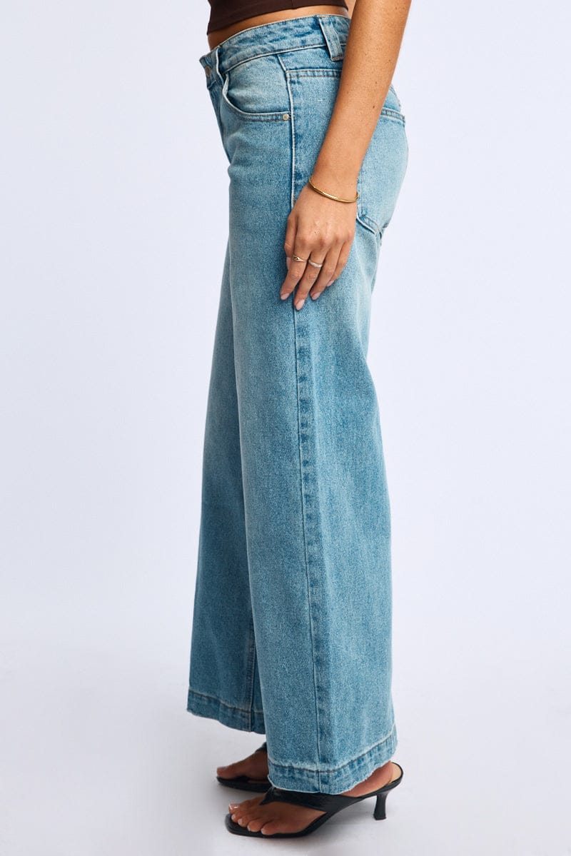 Denim Wide Leg Jeans Low Rise for Ally Fashion