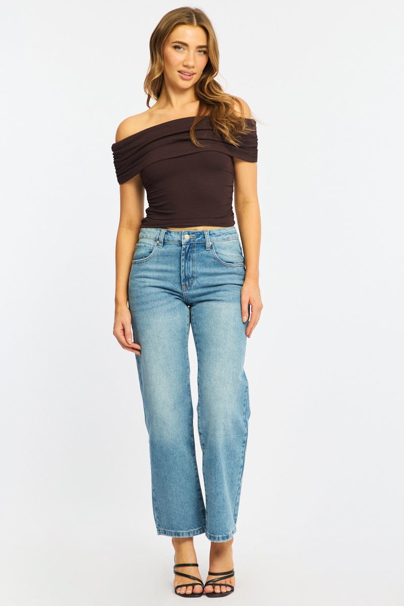 Denim Straight Leg Mid Rise for Ally Fashion