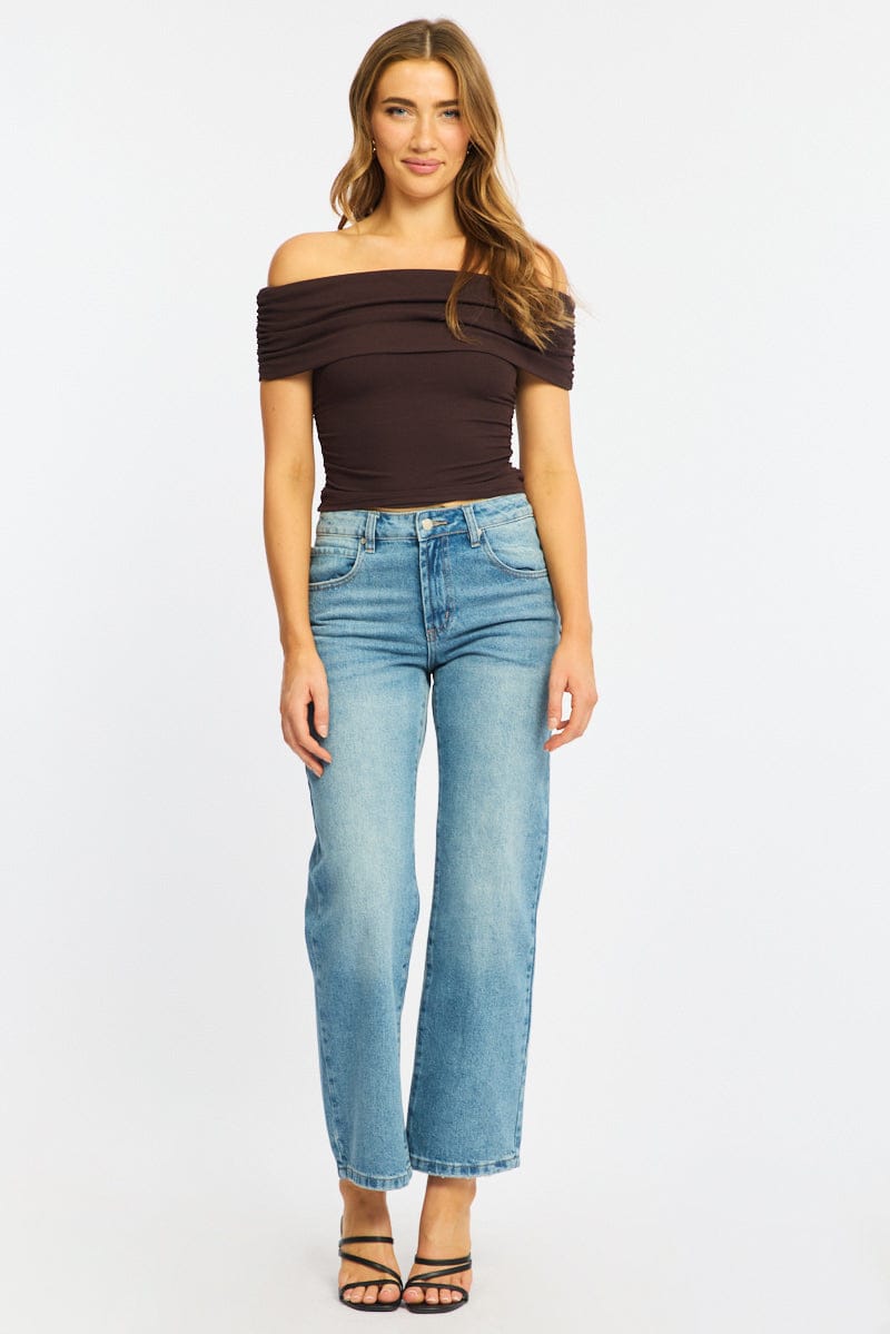 Denim Straight Leg Mid Rise for Ally Fashion