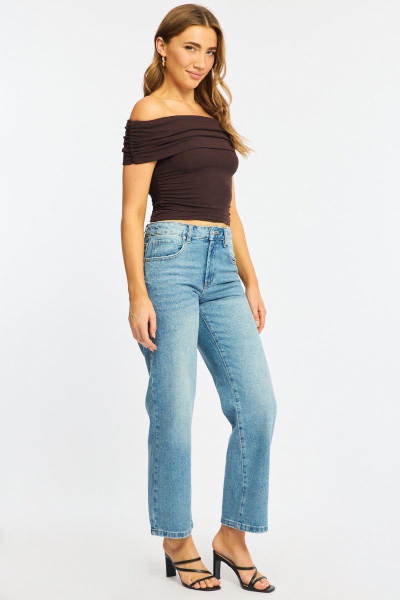 Denim Straight Leg Mid Rise for Ally Fashion
