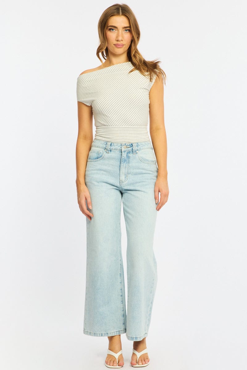 Denim Wide Leg Jeans Baggy Fit Mid Rise for Ally Fashion
