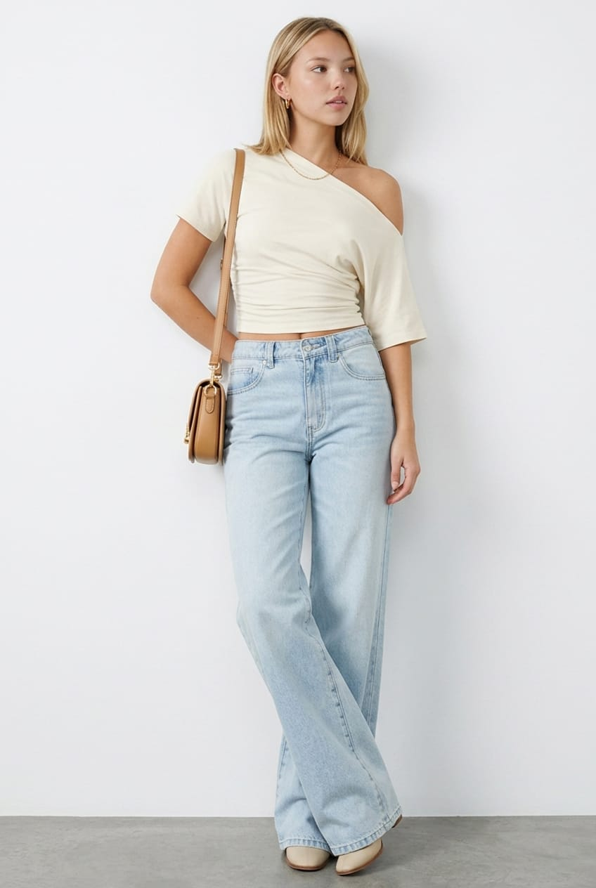 Denim Wide Leg Jeans Baggy Fit Mid Rise for Ally Fashion