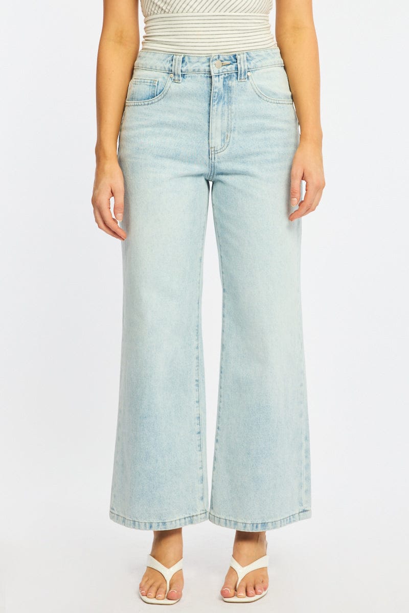 Denim Wide Leg Jeans Baggy Fit Mid Rise for Ally Fashion