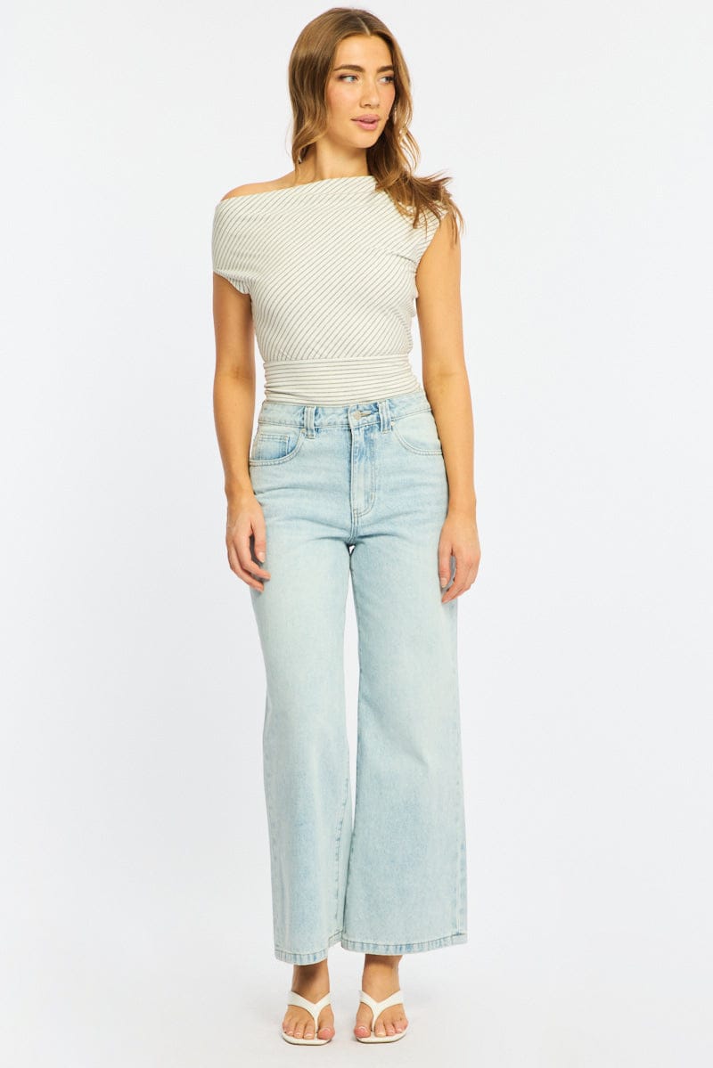 Denim Wide Leg Jeans Baggy Fit Mid Rise for Ally Fashion