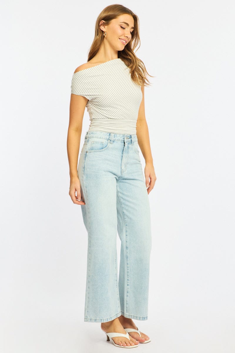 Denim Wide Leg Jeans Baggy Fit Mid Rise for Ally Fashion