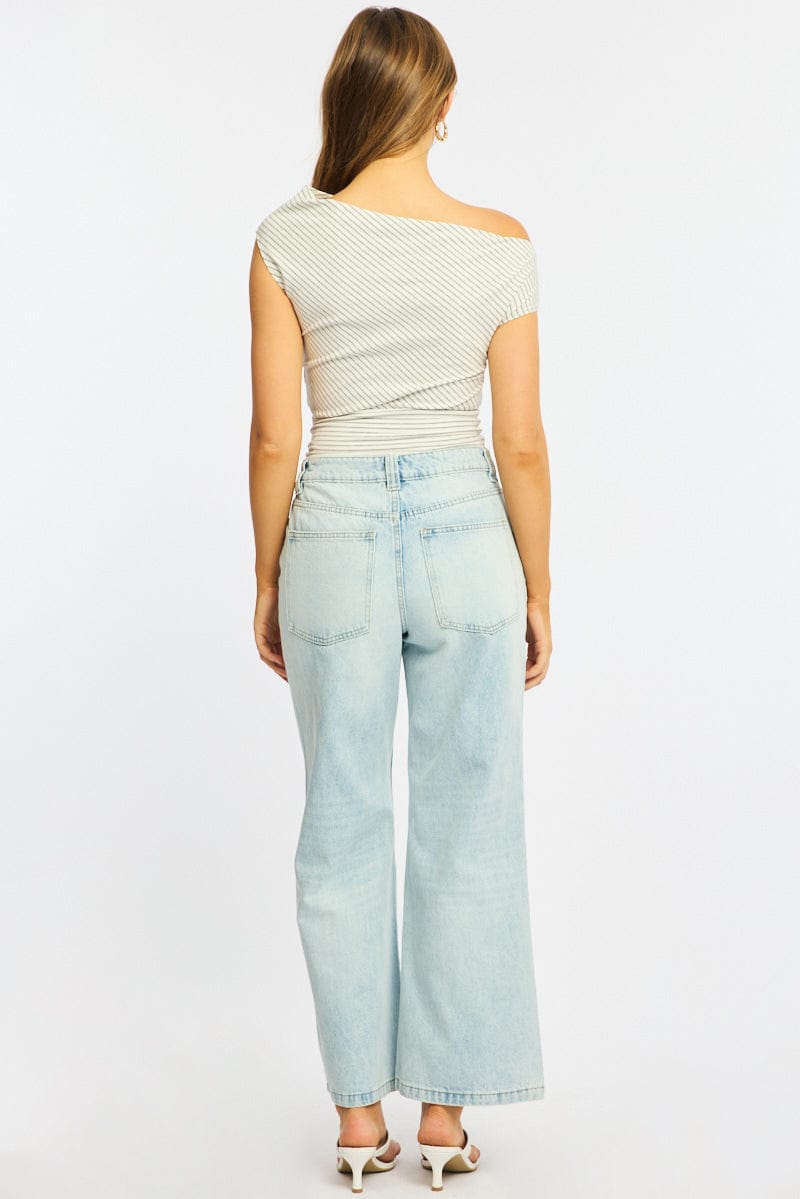 Denim Wide Leg Jeans Baggy Fit Mid Rise for Ally Fashion