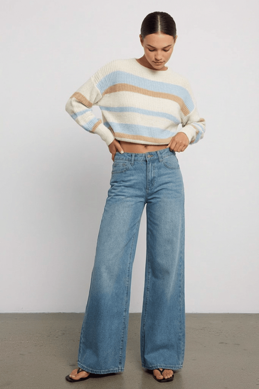 Denim Denim Wide Leg Jean Mid Rise for Ally Fashion