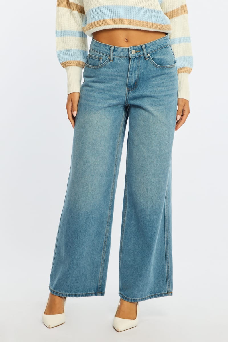 Denim Denim Wide Leg Jean Mid Rise for Ally Fashion