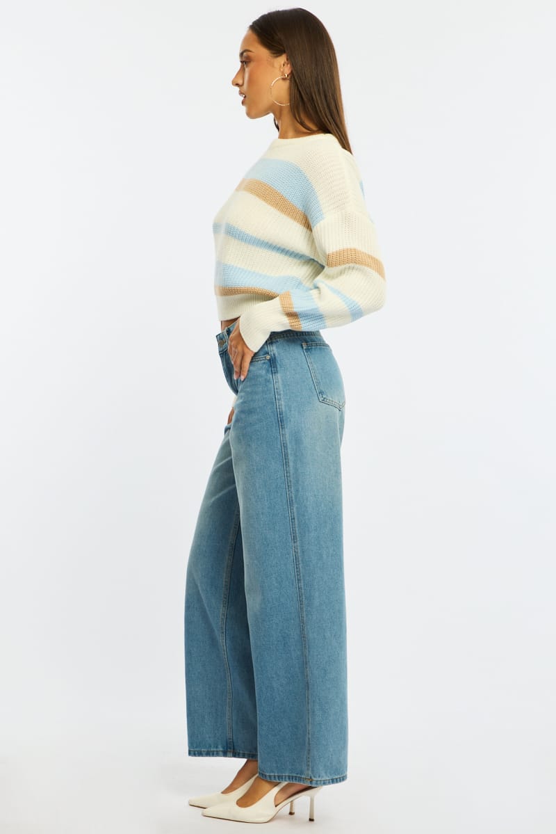 Denim Denim Wide Leg Jean Mid Rise for Ally Fashion
