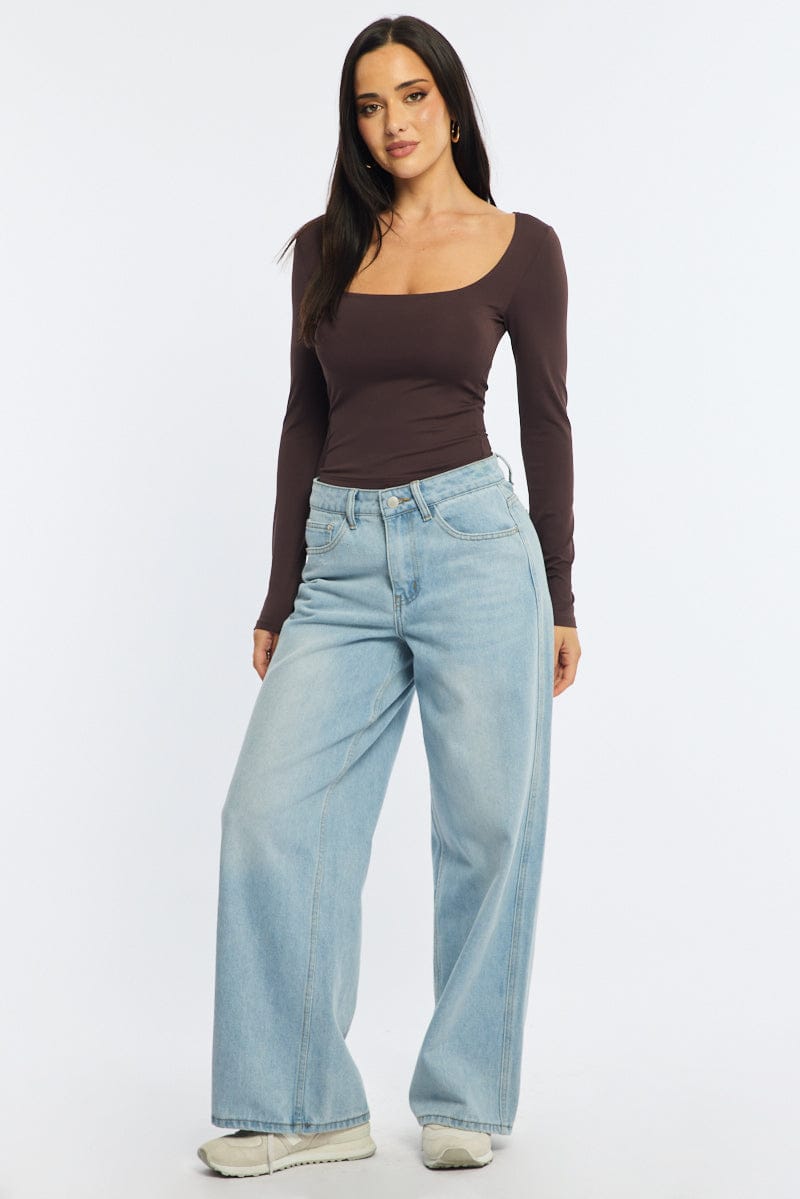 Denim Denim Wide Leg Jean Mid Rise for Ally Fashion