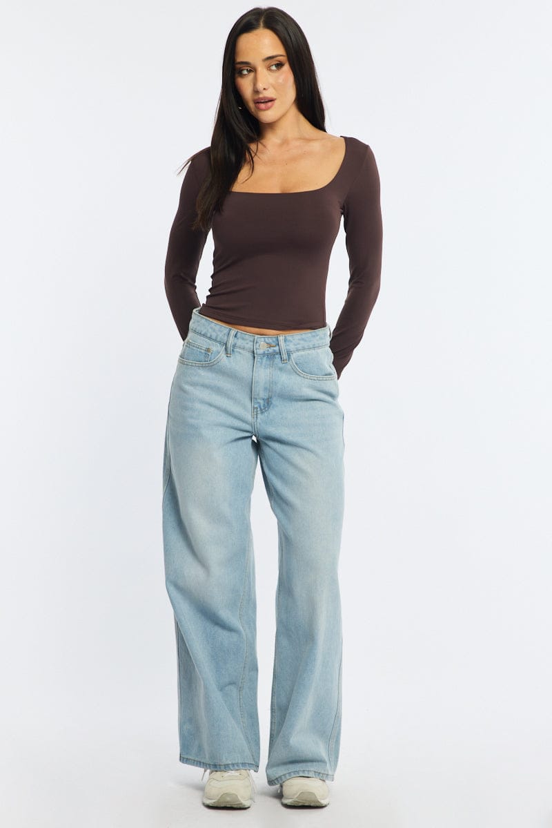 Denim Denim Wide Leg Jean Mid Rise for Ally Fashion