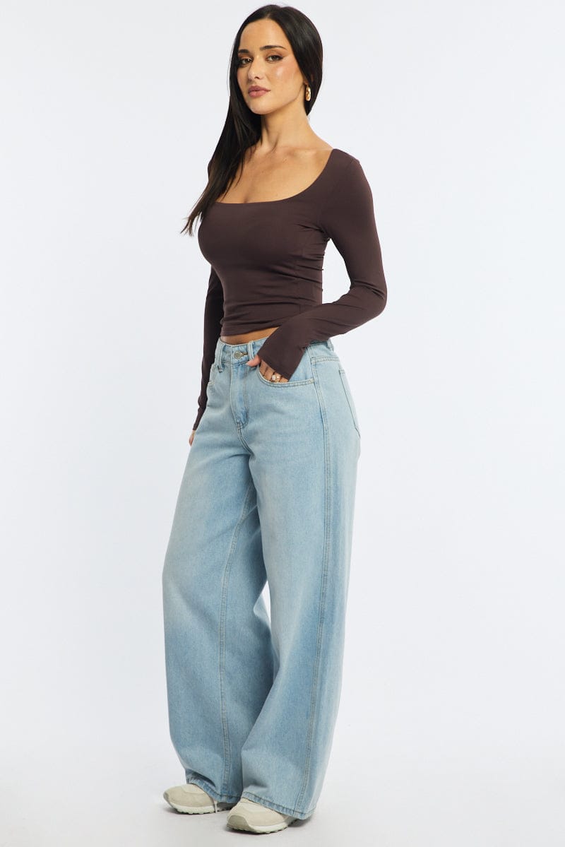 Denim Denim Wide Leg Jean Mid Rise for Ally Fashion