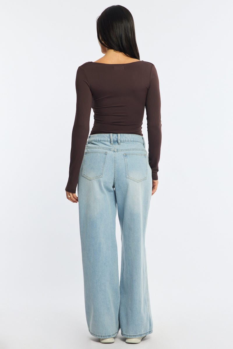 Denim Denim Wide Leg Jean Mid Rise for Ally Fashion