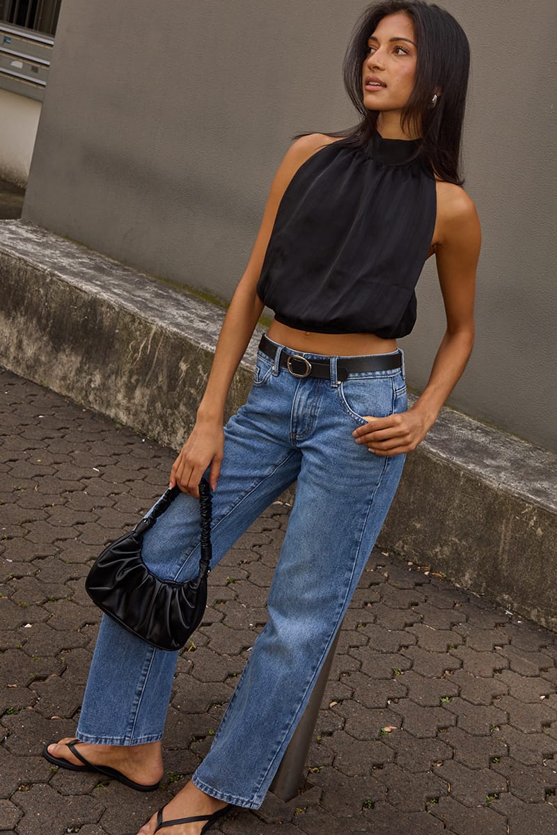 Denim Low Rise Straight Leg Jean for Ally Fashion
