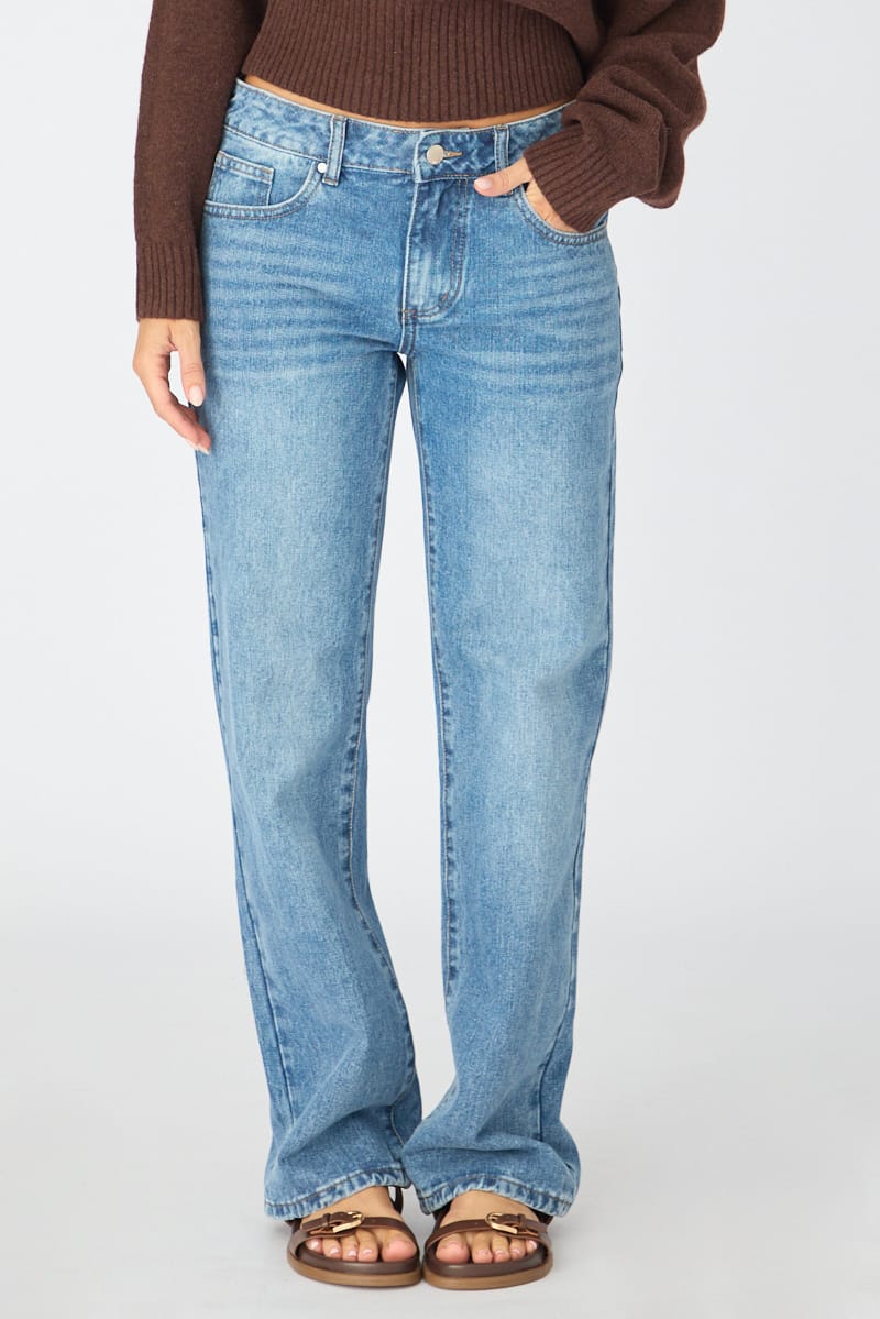 Denim Low Rise Straight Leg Jean for Ally Fashion