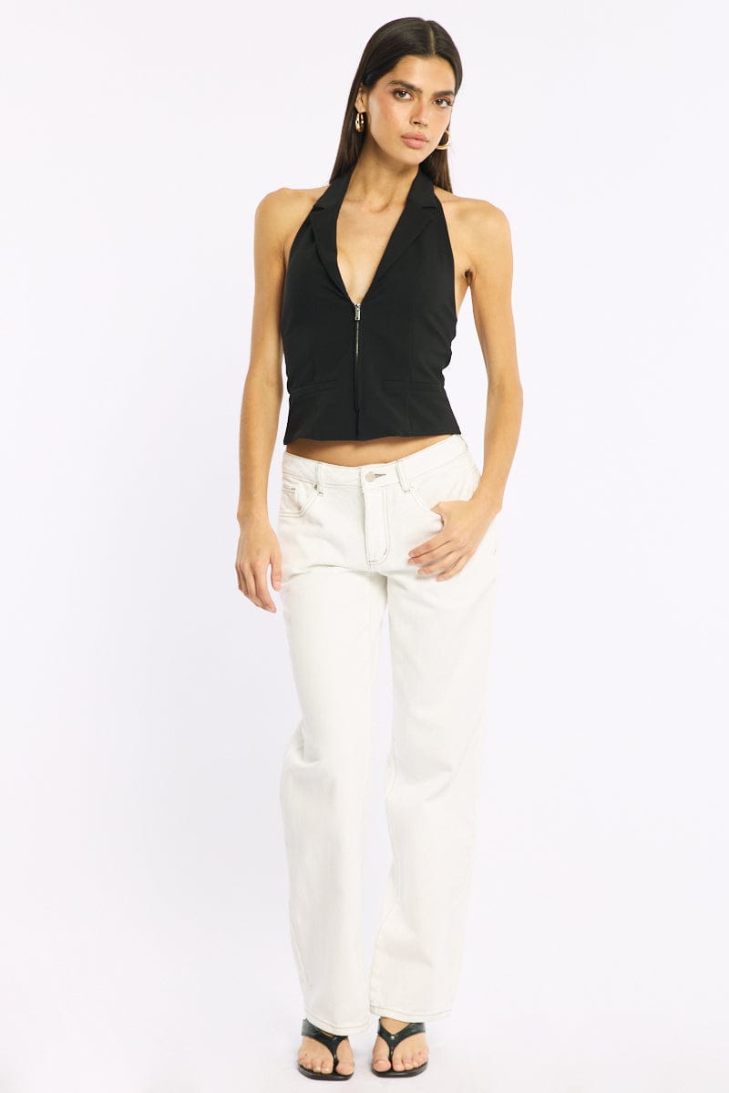 White Low Rise Straight Leg Jean for Ally Fashion