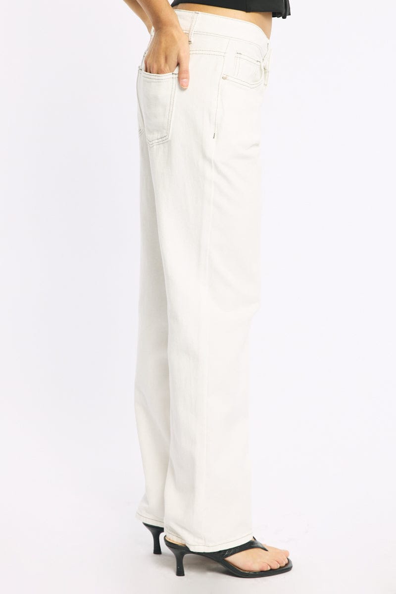 White Low Rise Straight Leg Jean for Ally Fashion