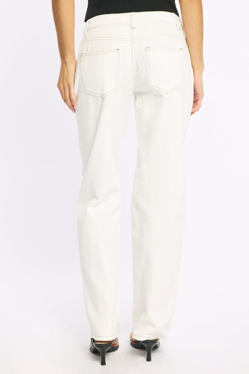 White Low Rise Straight Leg Jean for Ally Fashion