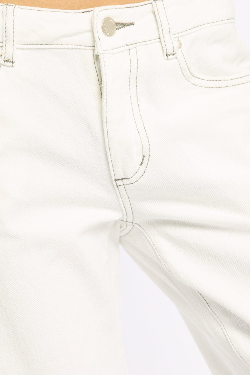 White Low Rise Straight Leg Jean for Ally Fashion